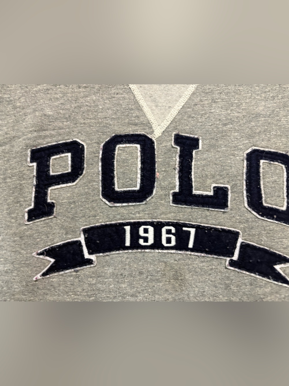 Ralph Lauren Gray Crewneck Sweatshirt with Navy 'POLO 1967' Applique - Picture 2 of 3